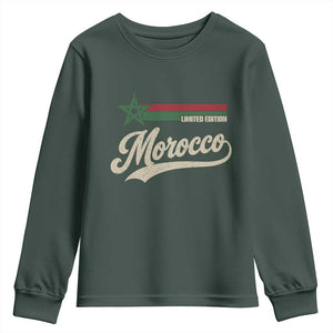 Morocco Youth Sweatshirt Limited Edition Vintage Moroccan Pride Retro TS10 Dark Forest Green Print Your Wear