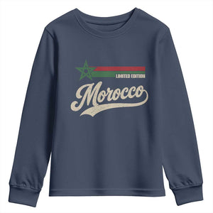 Morocco Youth Sweatshirt Limited Edition Vintage Moroccan Pride Retro TS10 Navy Print Your Wear