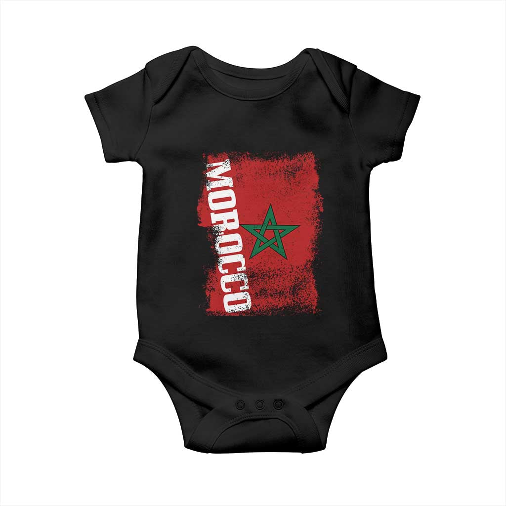 Morocco Flag Distressed Vintage Patriotic Pride Gift for Proud Moroccan Baby Onesie TS10 Black Print Your Wear