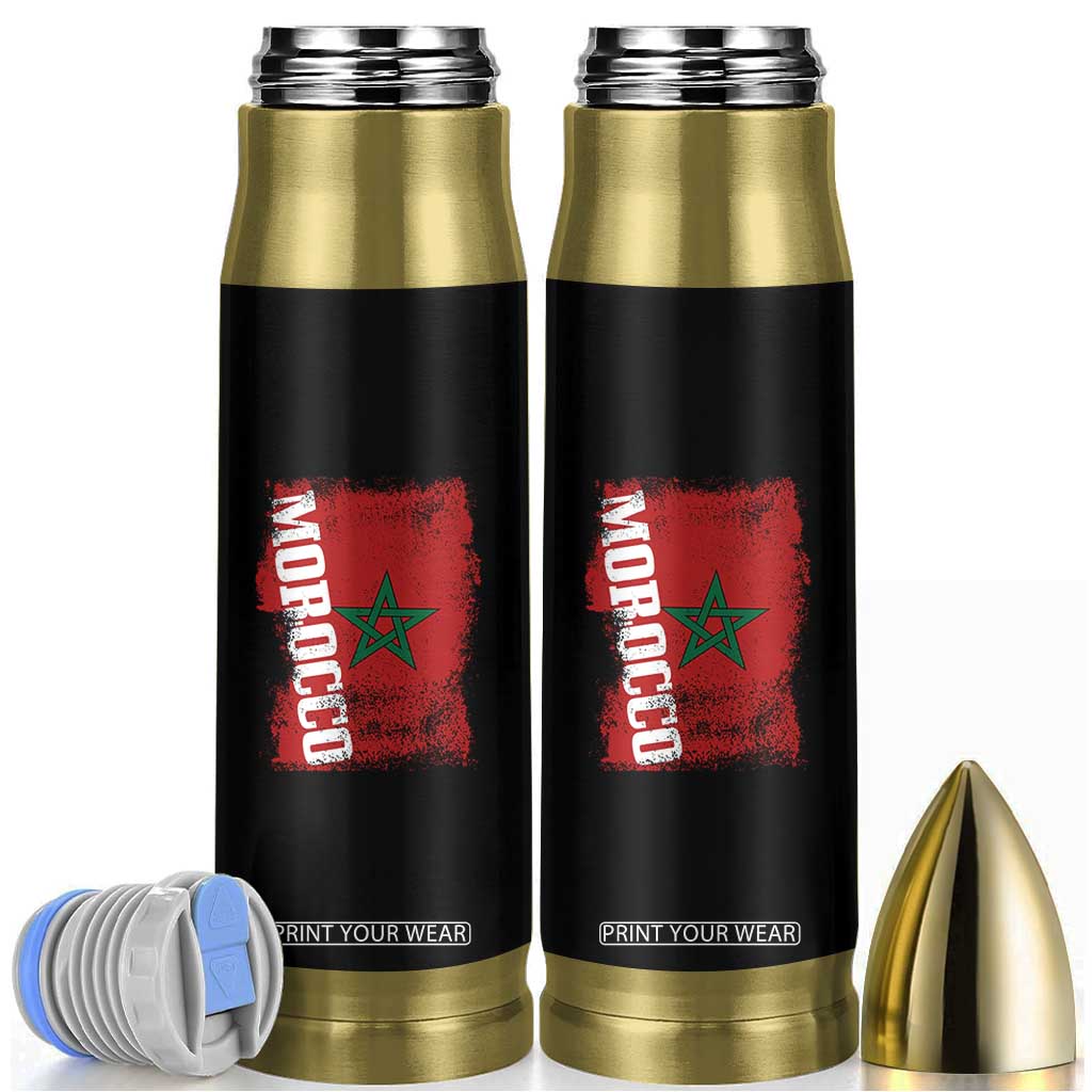 Morocco Flag Distressed Vintage Patriotic Pride Gift for Proud Moroccan Bullet Tumbler TS10 Black Print Your Wear