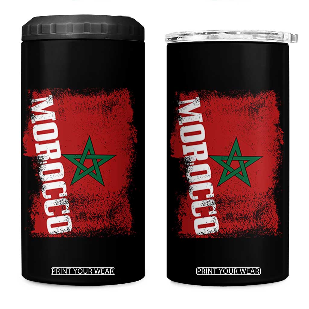 Morocco Flag Distressed Vintage Patriotic Pride Gift for Proud Moroccan 4 in 1 Can Cooler Tumbler TS10 One Size: 16 oz Black Print Your Wear