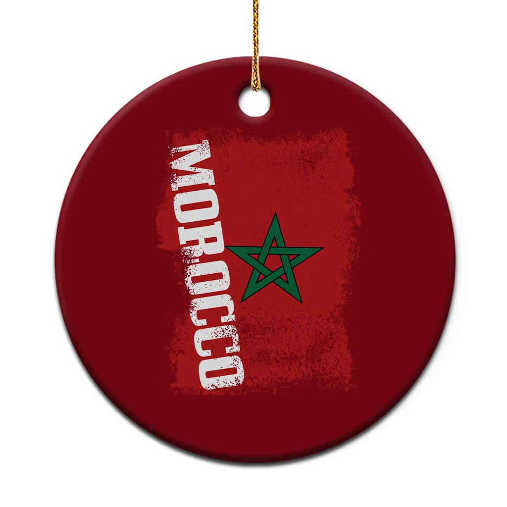 Morocco Flag Distressed Vintage Patriotic Pride Gift for Proud Moroccan Ceramic Ornament TS10 1pc Red Print Your Wear