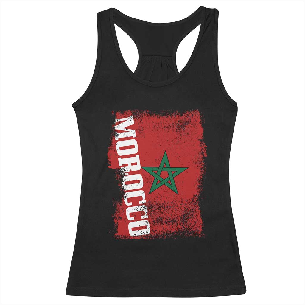 Morocco Flag Distressed Vintage Patriotic Pride Gift for Proud Moroccan Racerback Tank Top TS10 Black Print Your Wear