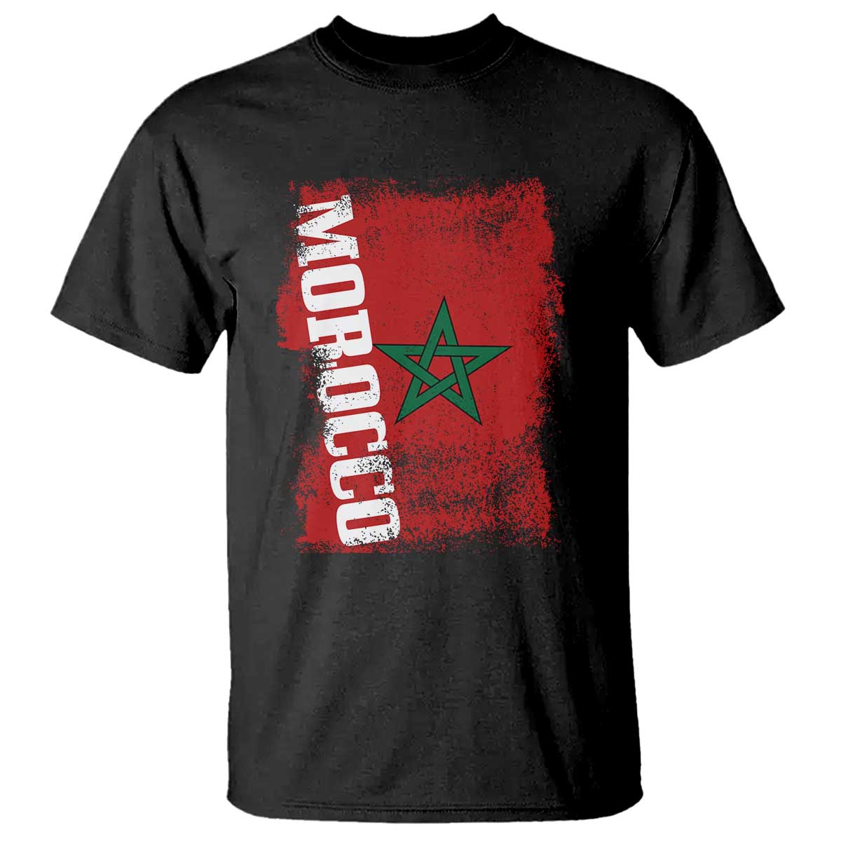 Morocco Flag Distressed Vintage Patriotic Pride Gift for Proud Moroccan T Shirt TS10 Black Print Your Wear