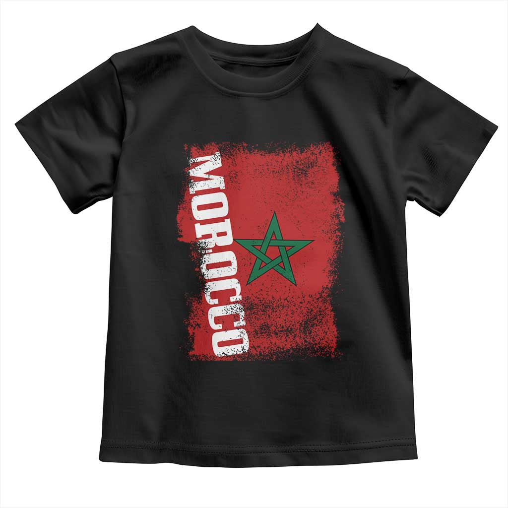 Morocco Flag Distressed Vintage Patriotic Pride Gift for Proud Moroccan Toddler T Shirt TS10 Black Print Your Wear
