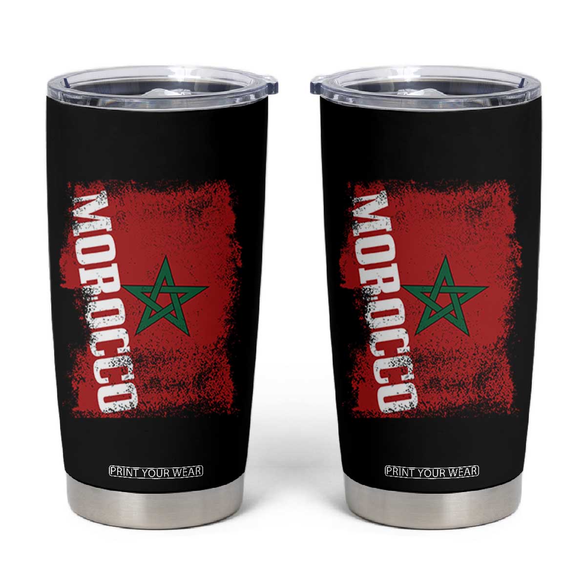 Morocco Flag Distressed Vintage Patriotic Pride Gift for Proud Moroccan Tumbler Cup TS10 Black Print Your Wear