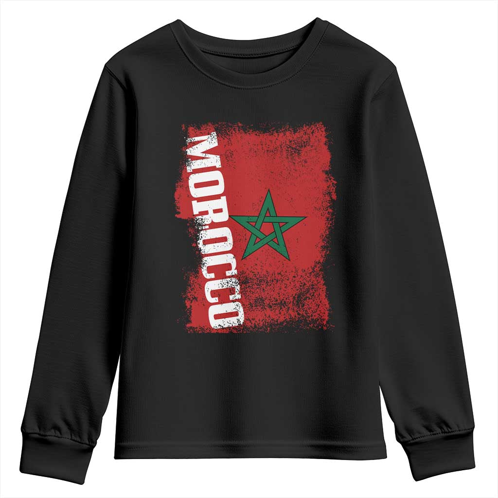 Morocco Flag Distressed Vintage Patriotic Pride Gift for Proud Moroccan Youth Sweatshirt TS10 Black Print Your Wear