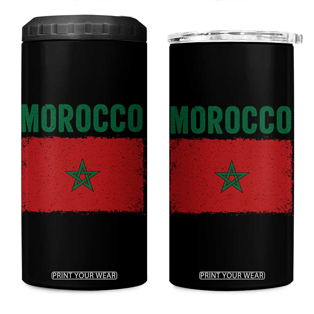 Morocco Flag 4 in 1 Can Cooler Tumbler Vintage Distressed Patriotic Pride Gift for Proud Moroccan TS10 One Size: 16 oz Black Print Your Wear