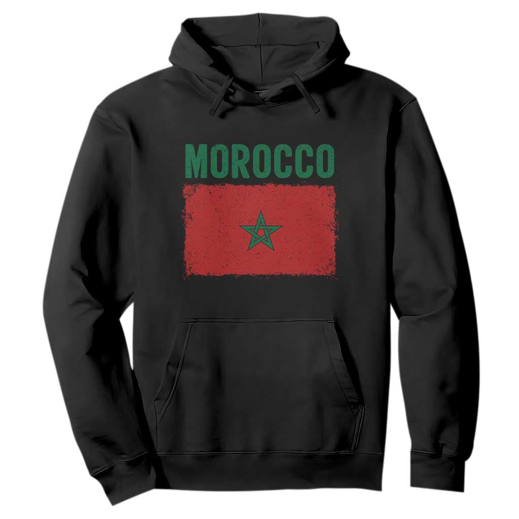 Morocco Flag Hoodie Vintage Distressed Patriotic Pride Gift for Proud Moroccan TS10 Black Print Your Wear