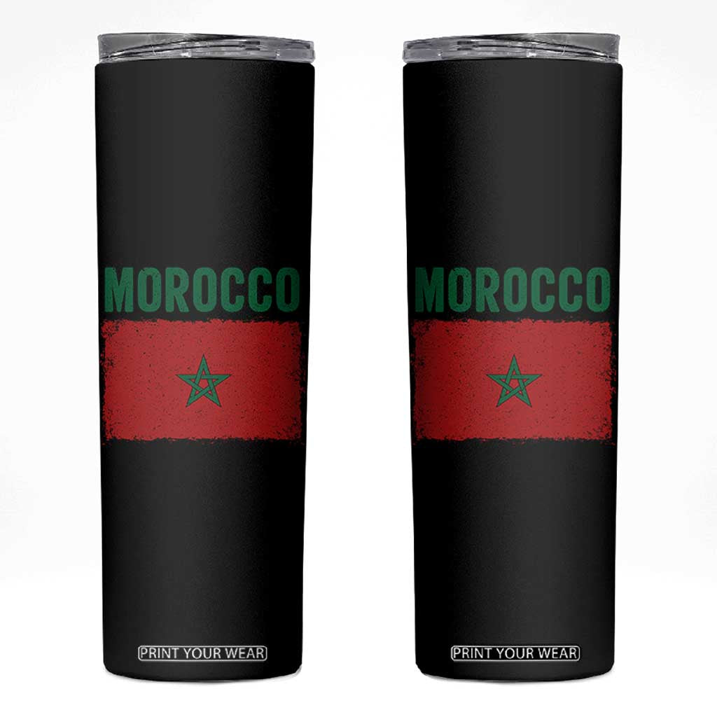 Morocco Flag Skinny Tumbler Vintage Distressed Patriotic Pride Gift for Proud Moroccan TS10 Black Print Your Wear