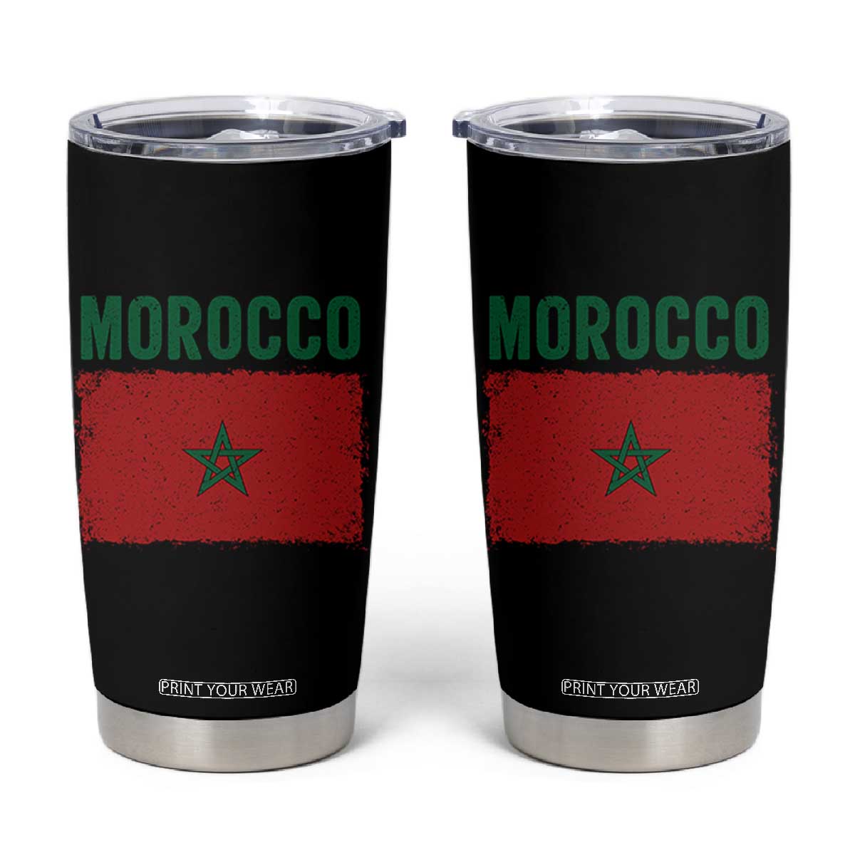 Morocco Flag Tumbler Cup Vintage Distressed Patriotic Pride Gift for Proud Moroccan TS10 Black Print Your Wear