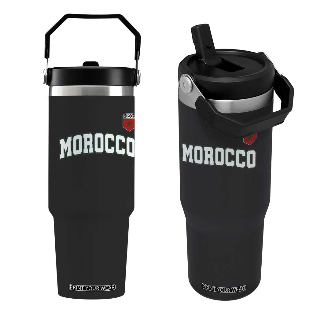 Morocco Moroccan Flag Vintage Pride Flip Straw Tumbler TS10 One Size: 30 oz Black Print Your Wear