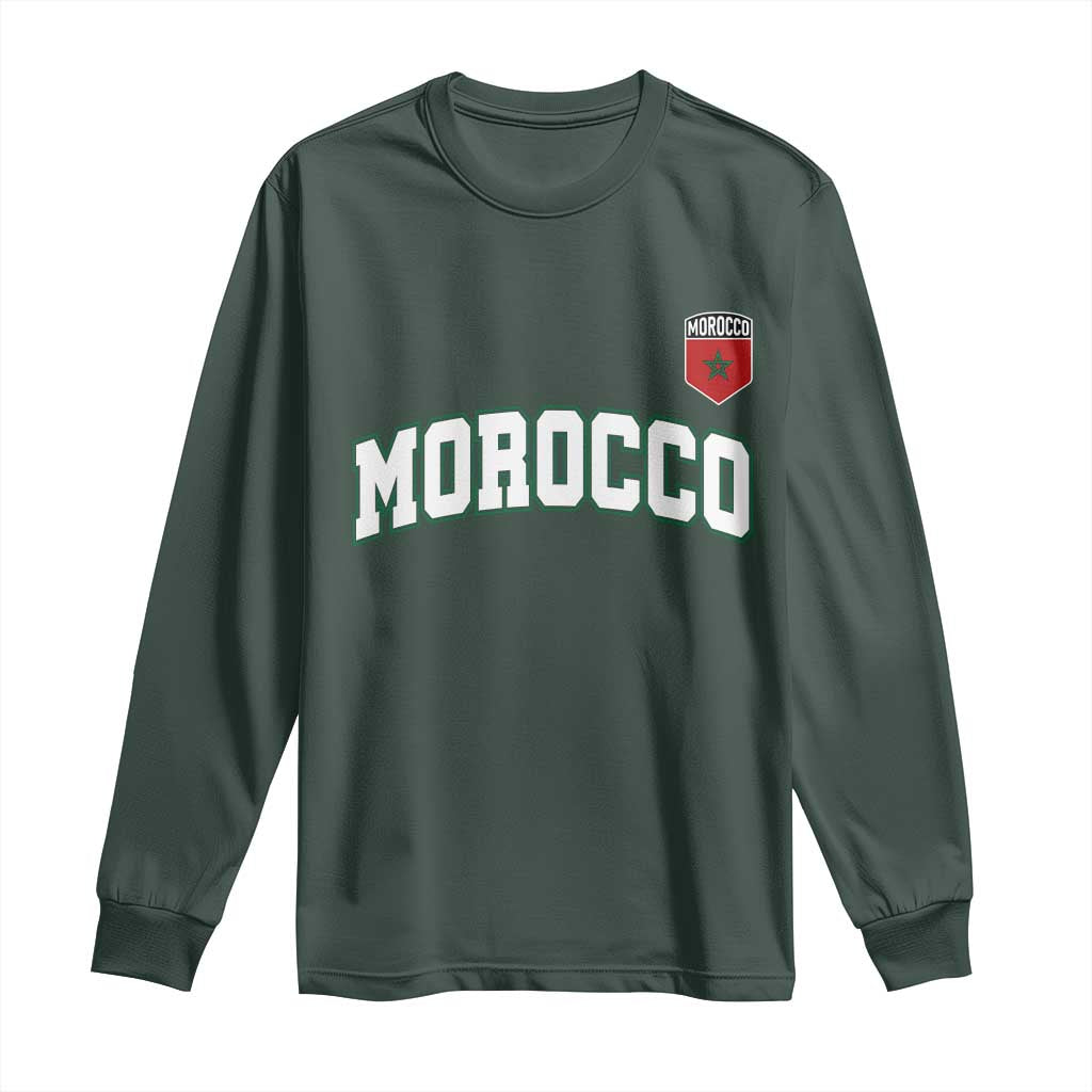 Morocco Moroccan Flag Vintage Pride Long Sleeve Shirt TS10 Dark Forest Green Print Your Wear