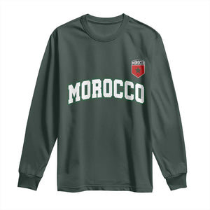 Morocco Moroccan Flag Vintage Pride Long Sleeve Shirt TS10 Dark Forest Green Print Your Wear