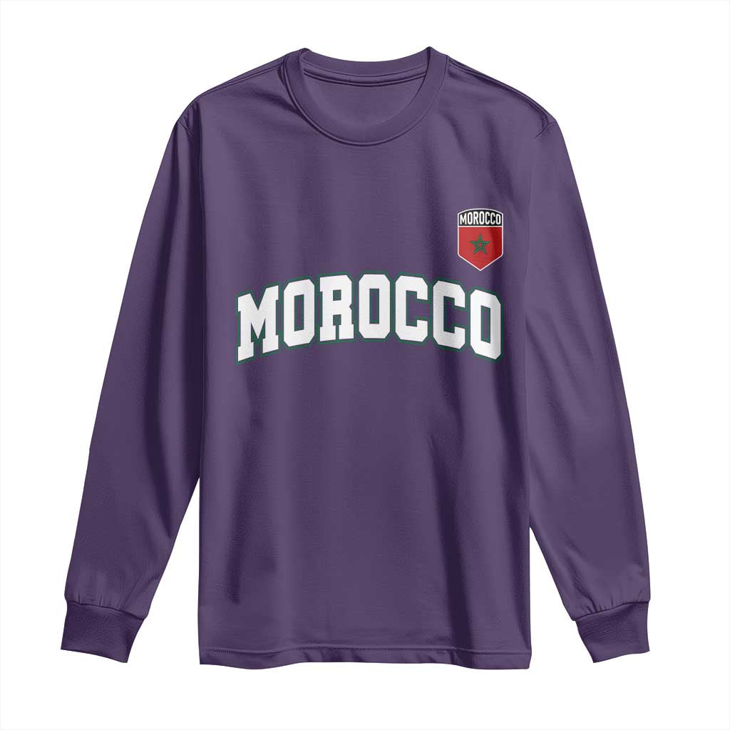 Morocco Moroccan Flag Vintage Pride Long Sleeve Shirt TS10 S Purple Print Your Wear