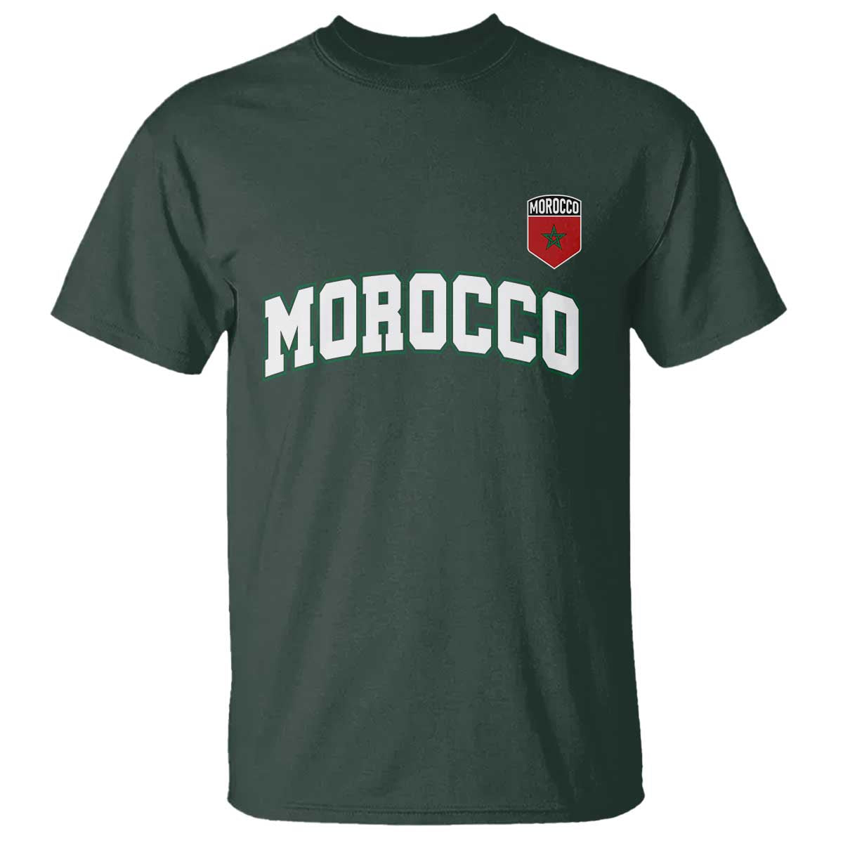 Morocco Moroccan Flag Vintage Pride T Shirt TS10 Dark Forest Green Print Your Wear