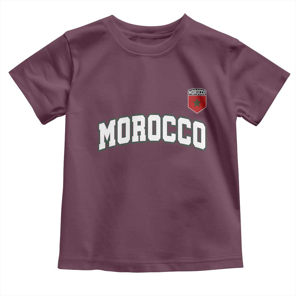 Morocco Moroccan Flag Vintage Pride Toddler T Shirt TS10 Maroon Print Your Wear