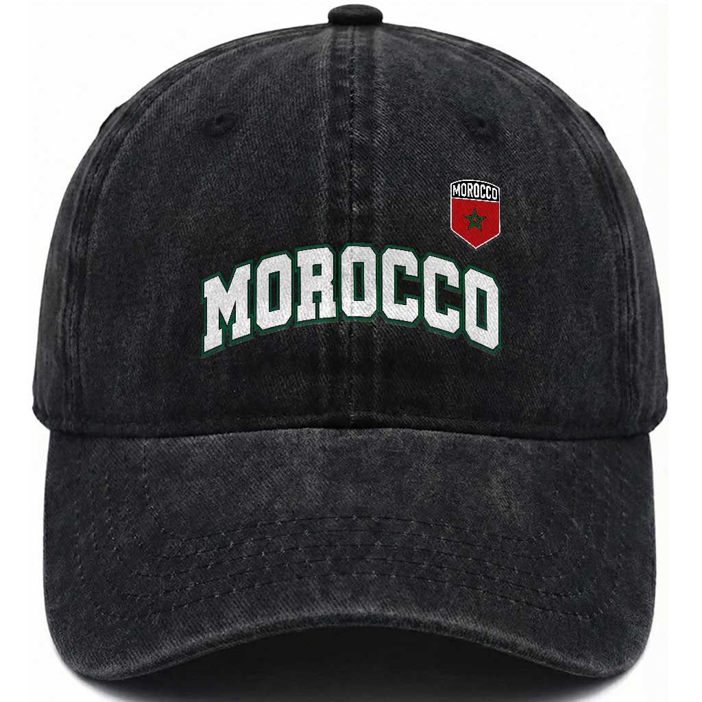Morocco Moroccan Flag Vintage Pride Washed Cotton Baseball Cap TS10 Print Your Wear