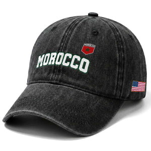Morocco Moroccan Flag Vintage Pride Washed Cotton Baseball Cap TS10 Print Your Wear