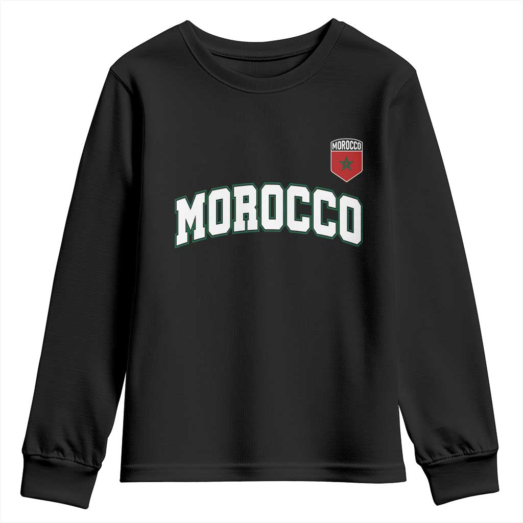 Morocco Moroccan Flag Vintage Pride Youth Sweatshirt TS10 Black Print Your Wear