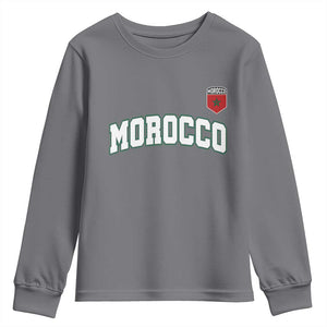 Morocco Moroccan Flag Vintage Pride Youth Sweatshirt TS10 Charcoal Print Your Wear