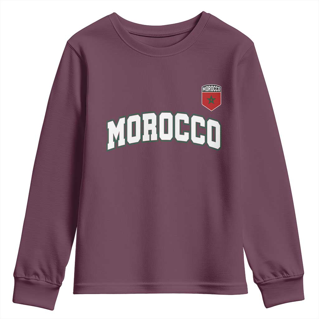 Morocco Moroccan Flag Vintage Pride Youth Sweatshirt TS10 Maroon Print Your Wear