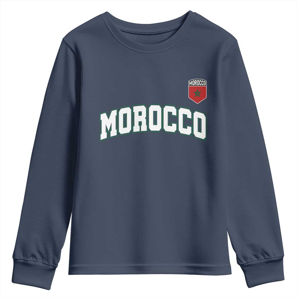 Morocco Moroccan Flag Vintage Pride Youth Sweatshirt TS10 Navy Print Your Wear