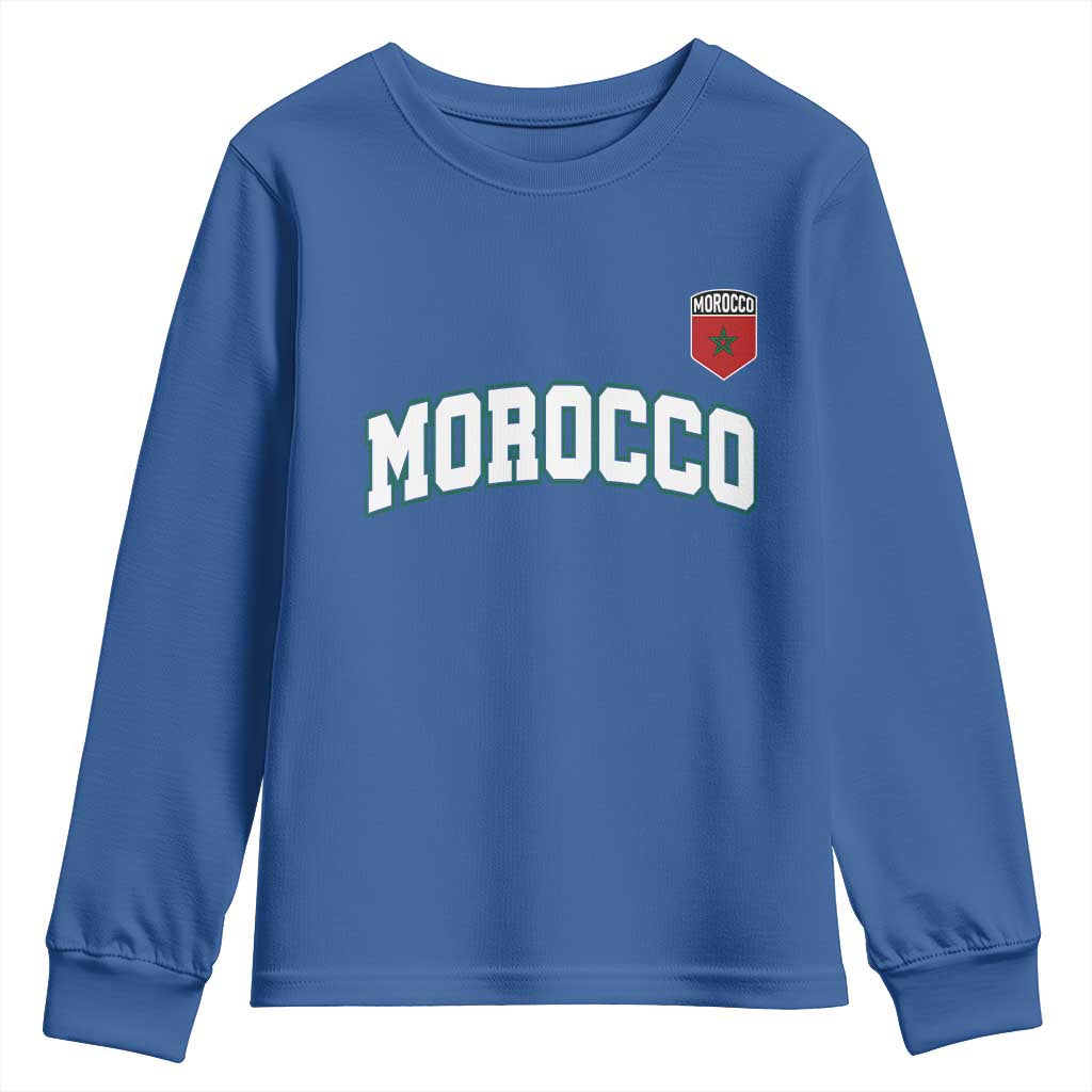 Morocco Moroccan Flag Vintage Pride Youth Sweatshirt TS10 Royal Blue Print Your Wear