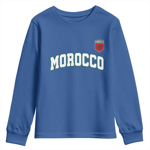 Morocco Moroccan Flag Vintage Pride Youth Sweatshirt TS10 Royal Blue Print Your Wear