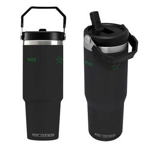 Morocco Flip Straw Tumbler Green Star Minimalist Patriotic Pride Gift for Proud Moroccan TS10 One Size: 30 oz Black Print Your Wear