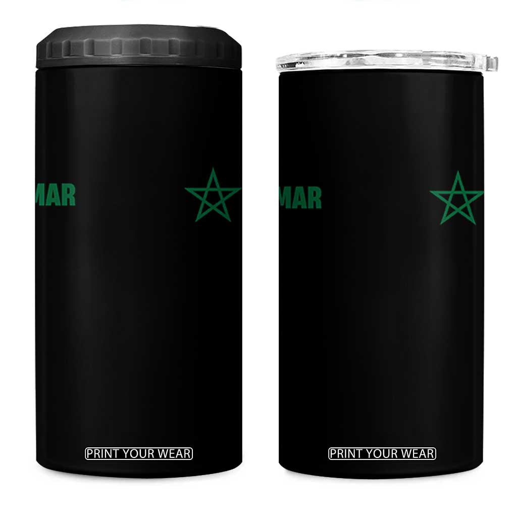 Morocco 4 in 1 Can Cooler Tumbler Green Star Minimalist Patriotic Pride Gift for Proud Moroccan TS10 One Size: 16 oz Black Print Your Wear