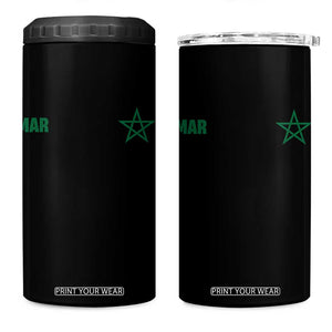Morocco 4 in 1 Can Cooler Tumbler Green Star Minimalist Patriotic Pride Gift for Proud Moroccan TS10 One Size: 16 oz Black Print Your Wear