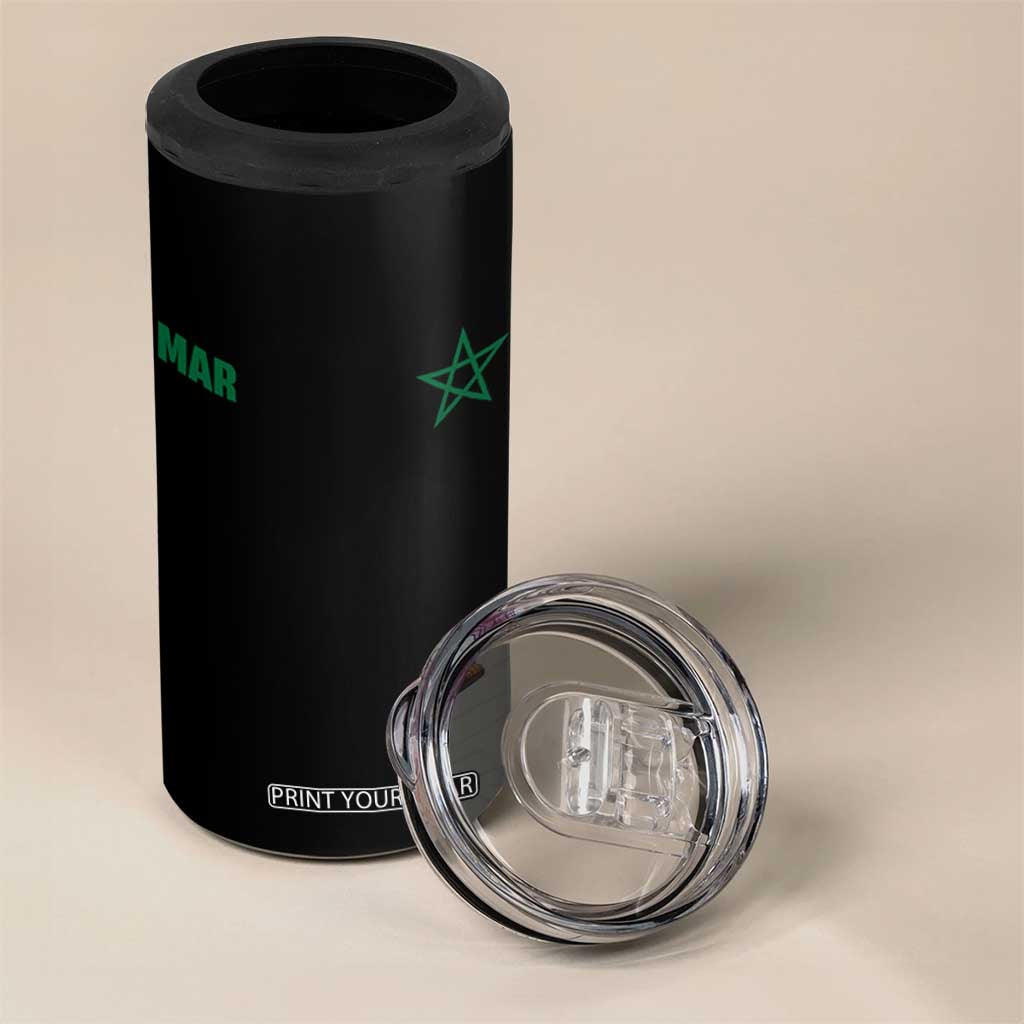Morocco 4 in 1 Can Cooler Tumbler Green Star Minimalist Patriotic Pride Gift for Proud Moroccan TS10 Print Your Wear
