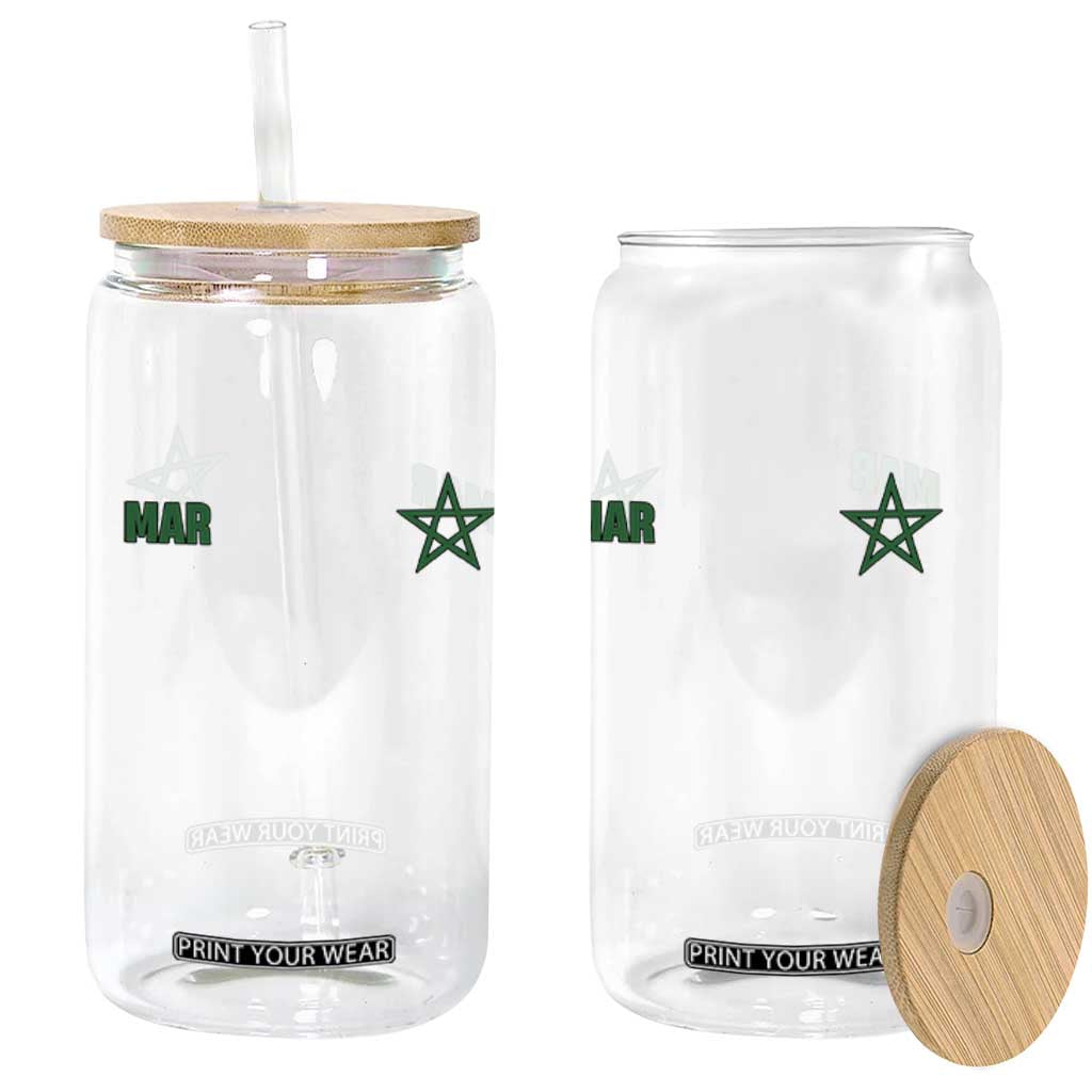 Morocco Glass Can Green Star Minimalist Patriotic Pride Gift for Proud Moroccan TS10 Print Your Wear