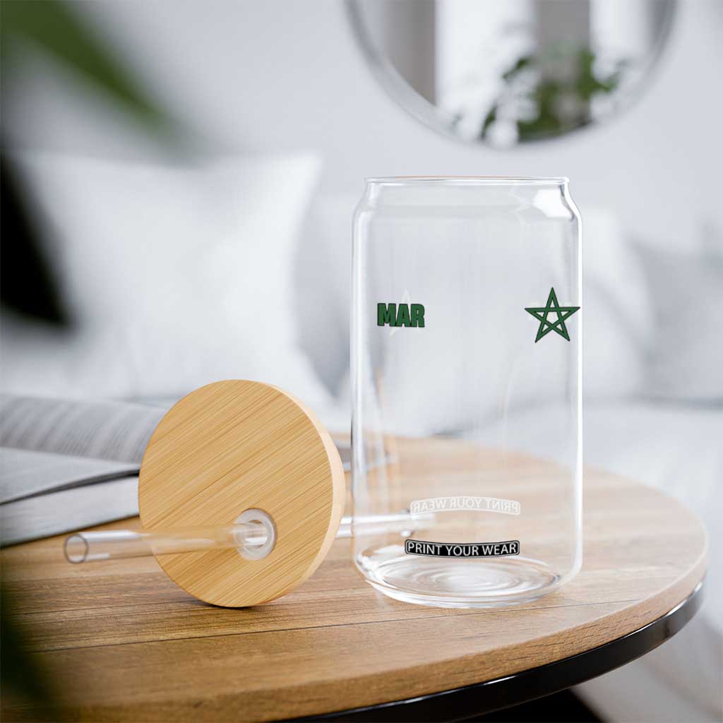 Morocco Glass Can Green Star Minimalist Patriotic Pride Gift for Proud Moroccan TS10 Print Your Wear