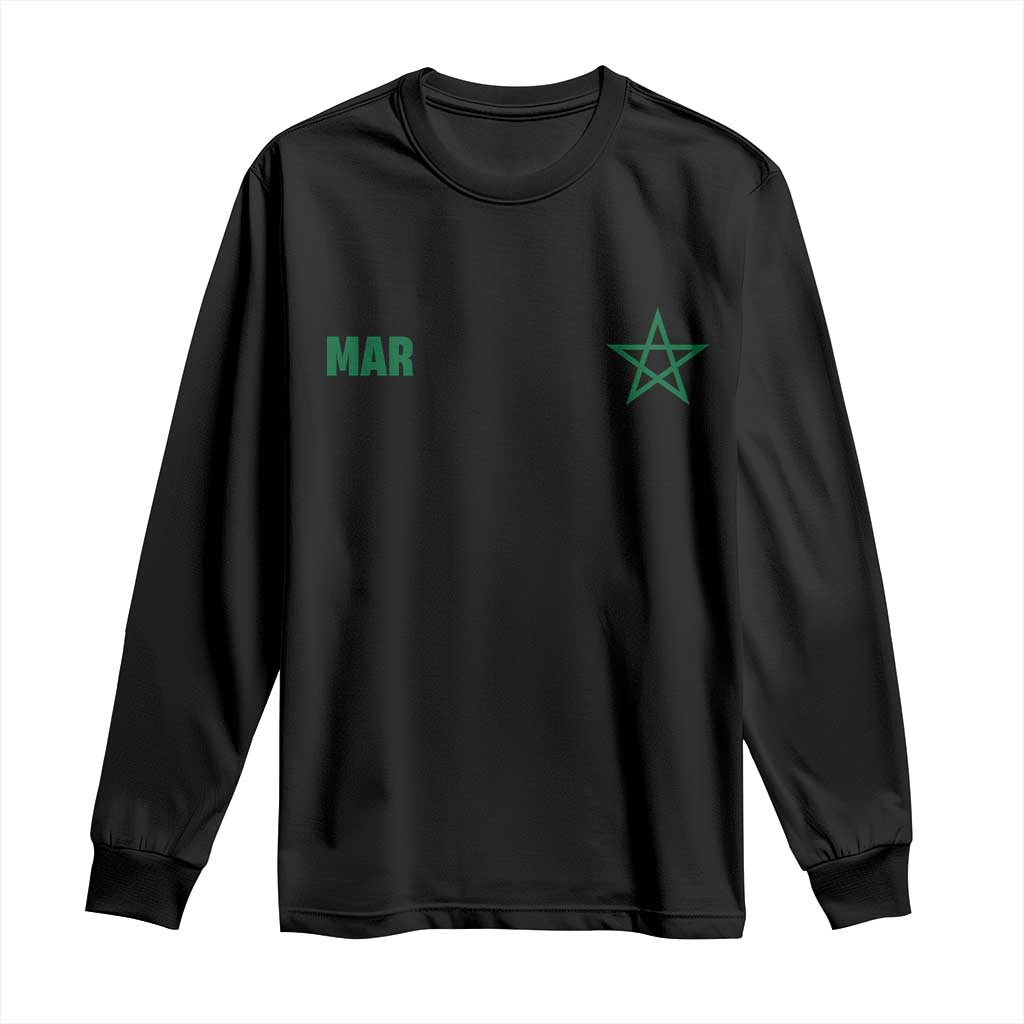 Morocco Long Sleeve Shirt Green Star Minimalist Patriotic Pride Gift for Proud Moroccan TS10 Black Print Your Wear