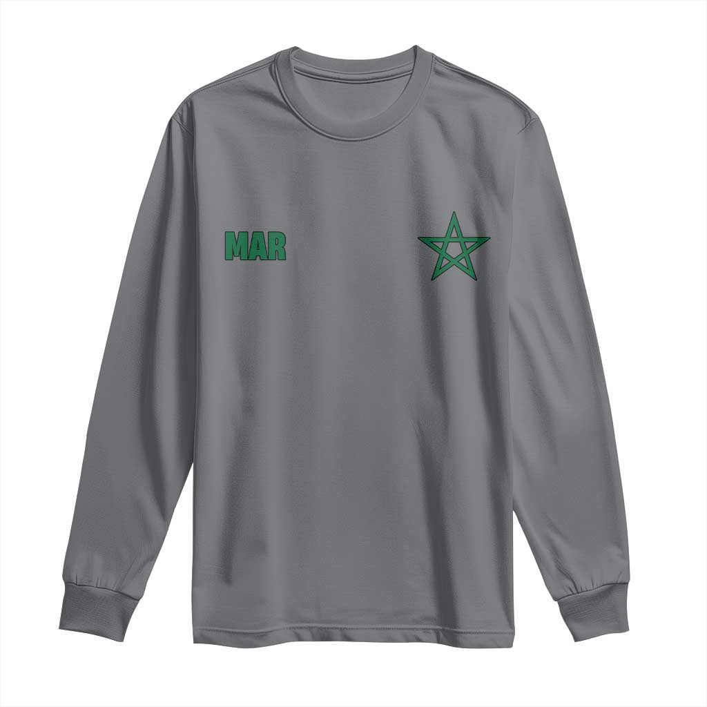 Morocco Long Sleeve Shirt Green Star Minimalist Patriotic Pride Gift for Proud Moroccan TS10 Charcoal Print Your Wear