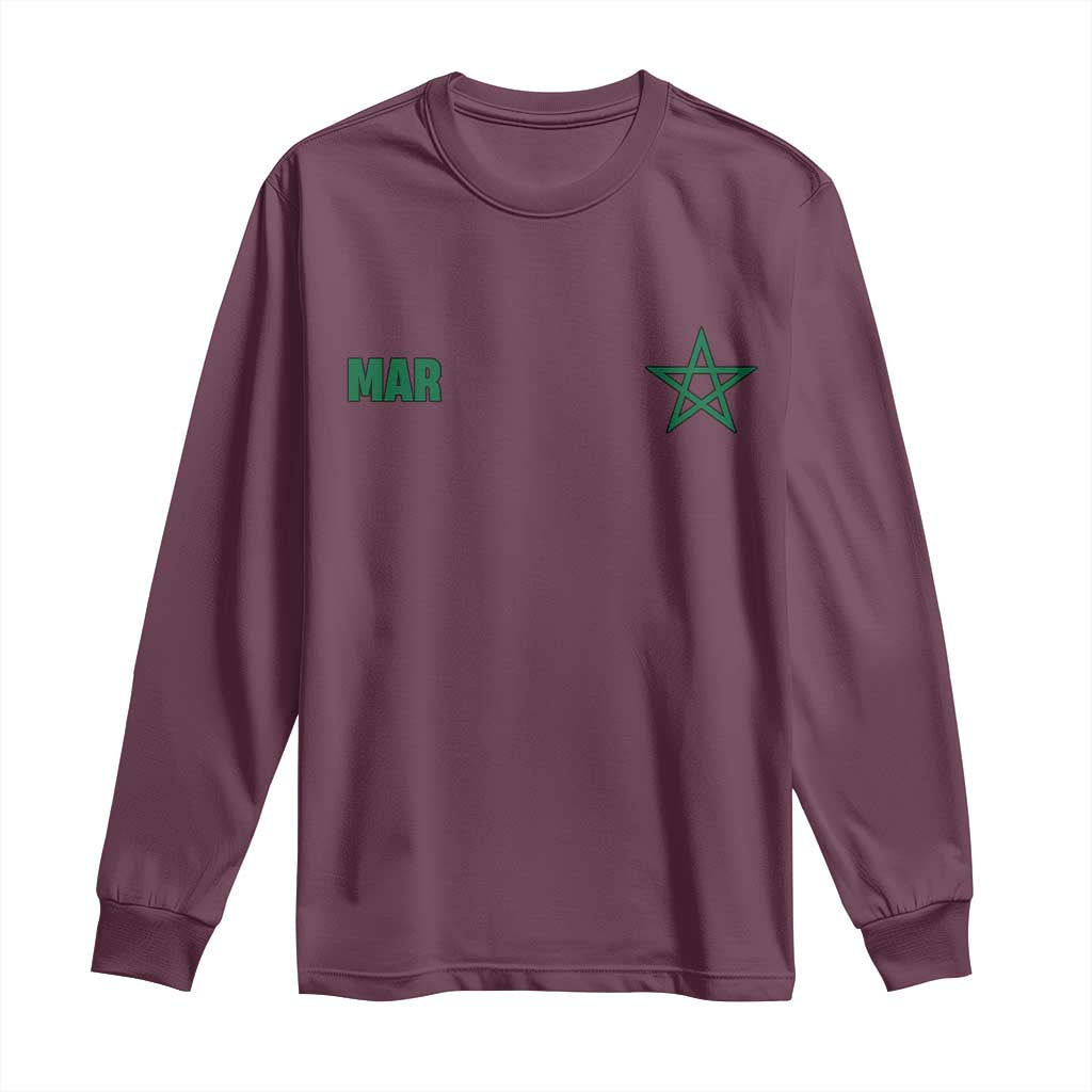 Morocco Long Sleeve Shirt Green Star Minimalist Patriotic Pride Gift for Proud Moroccan TS10 Maroon Print Your Wear