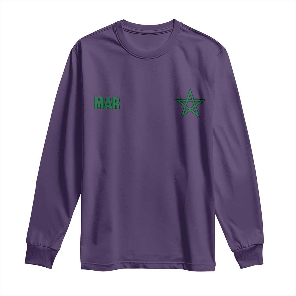 Morocco Long Sleeve Shirt Green Star Minimalist Patriotic Pride Gift for Proud Moroccan TS10 S Purple Print Your Wear