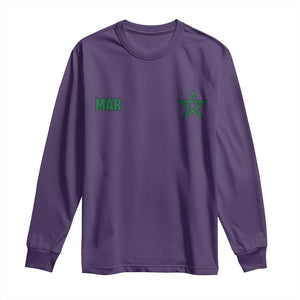 Morocco Long Sleeve Shirt Green Star Minimalist Patriotic Pride Gift for Proud Moroccan TS10 S Purple Print Your Wear