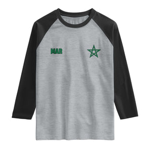 Morocco Raglan Shirt Green Star Minimalist Patriotic Pride Gift for Proud Moroccan TS10 Heather Gray Black Print Your Wear