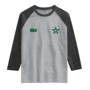 Morocco Raglan Shirt Green Star Minimalist Patriotic Pride Gift for Proud Moroccan TS10 Heather Gray Heather Charcoal Print Your Wear