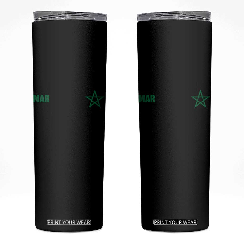 Morocco Skinny Tumbler Green Star Minimalist Patriotic Pride Gift for Proud Moroccan TS10 Black Print Your Wear