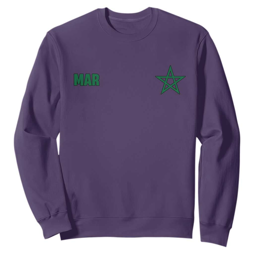 Morocco Sweatshirt Green Star Minimalist Patriotic Pride Gift for Proud Moroccan TS10 S Purple Print Your Wear