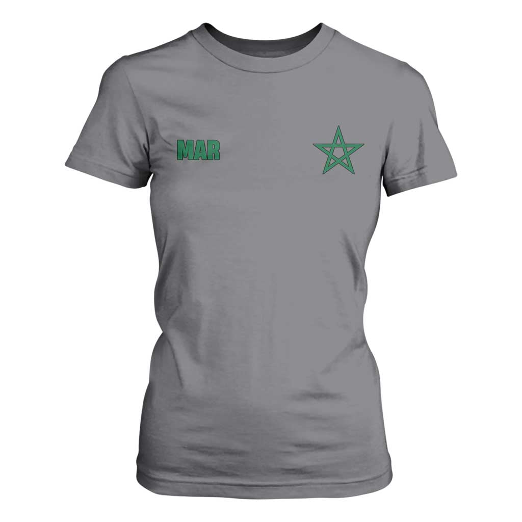 Morocco T Shirt For Women Green Star Minimalist Patriotic Pride Gift for Proud Moroccan TS10 Charcoal Print Your Wear