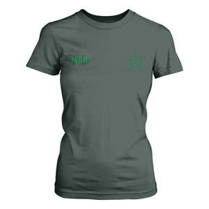 Morocco T Shirt For Women Green Star Minimalist Patriotic Pride Gift for Proud Moroccan TS10 Dark Forest Green Print Your Wear