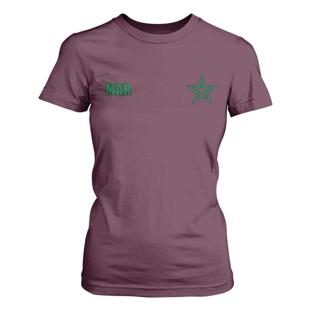 Morocco T Shirt For Women Green Star Minimalist Patriotic Pride Gift for Proud Moroccan TS10 Maroon Print Your Wear