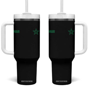 Morocco Tumbler With Handle Green Star Minimalist Patriotic Pride Gift for Proud Moroccan TS10 One Size: 40 oz Black Print Your Wear