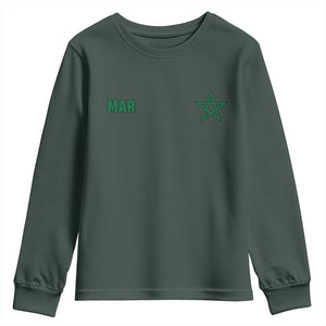 Morocco Youth Sweatshirt Green Star Minimalist Patriotic Pride Gift for Proud Moroccan TS10 Dark Forest Green Print Your Wear