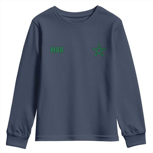Morocco Youth Sweatshirt Green Star Minimalist Patriotic Pride Gift for Proud Moroccan TS10 Navy Print Your Wear